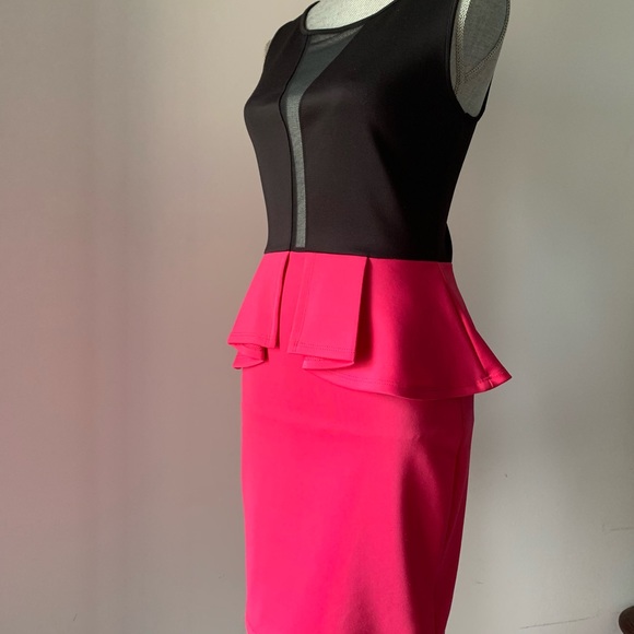 Pink and Black mesh cut out peplum dress - Picture 4 of 6
